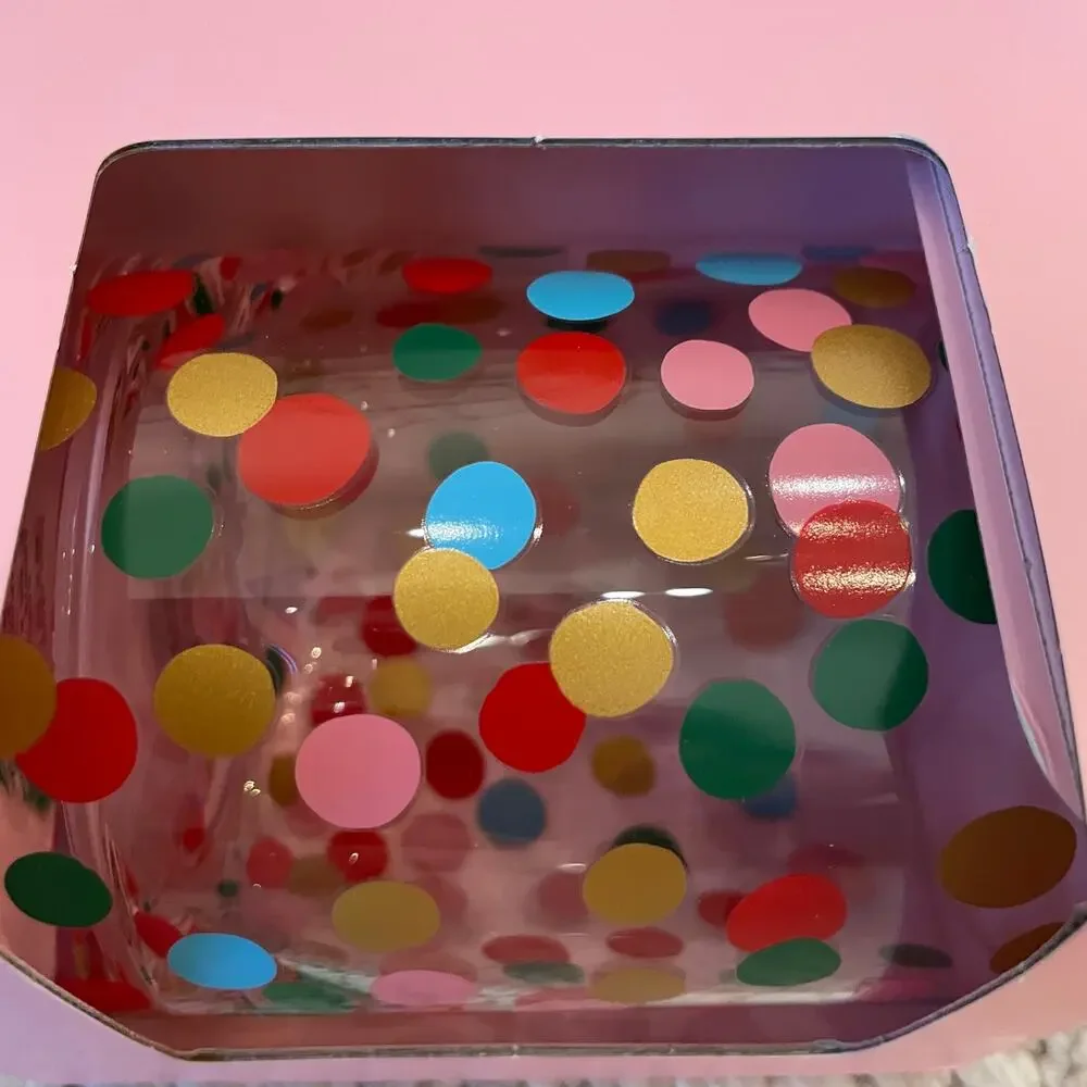 Kate Spade ITS RAINING CONFETTI Double Old Fashioned Whiskey Glass Set of 2 New